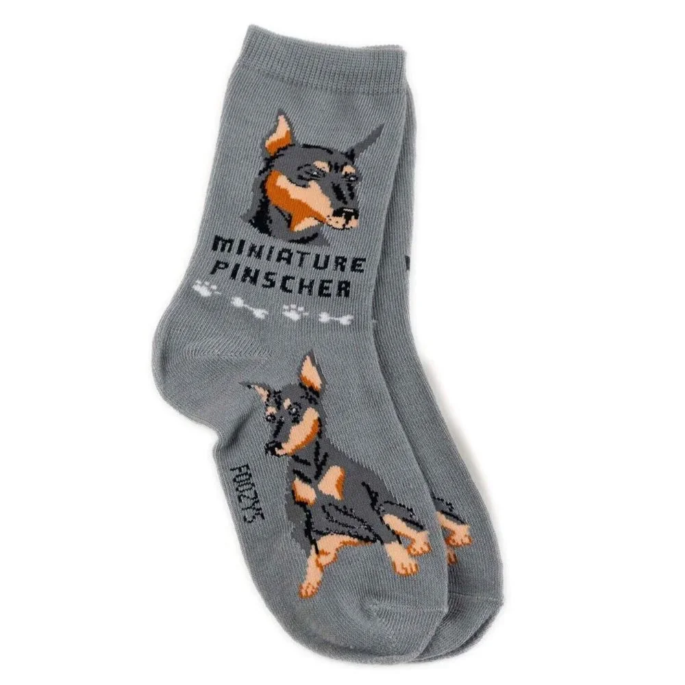 Miniature Pinscher Dog Puppy 2 Pairs Women's Foozys Canine Socks Cute Animal